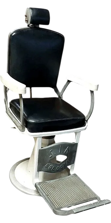 Aluminium and leather barber's armchair, mid-19th century