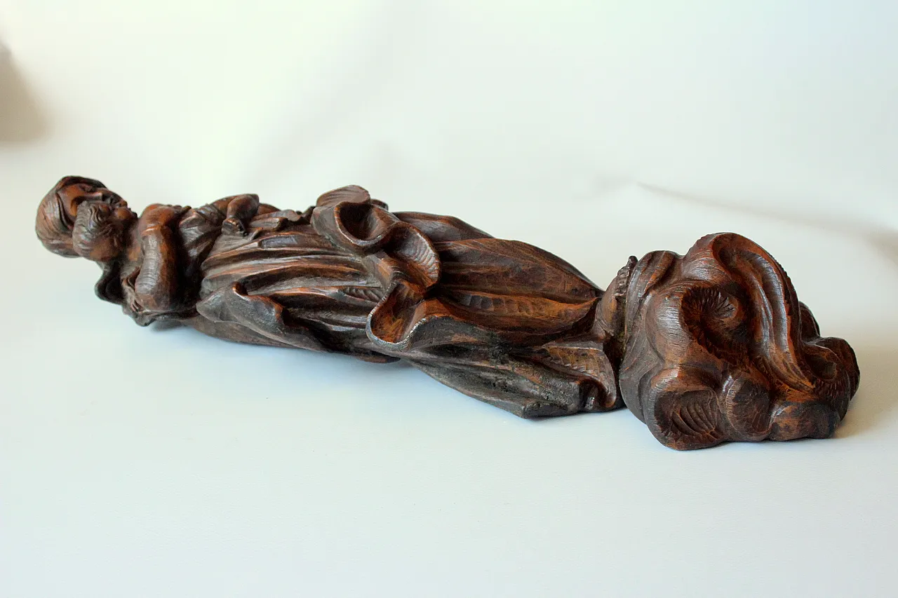 Hand carved Mother of God with child, wooden sculpture, 1950s 5