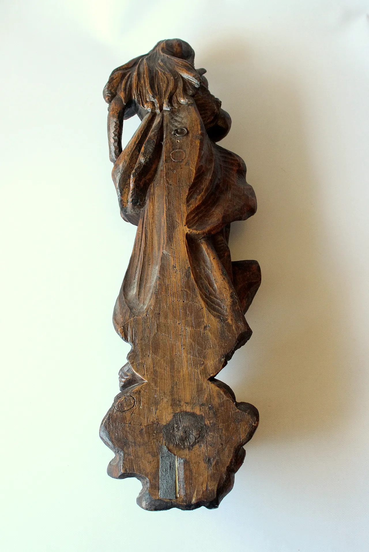 Hand carved Mother of God with child, wooden sculpture, 1950s 7