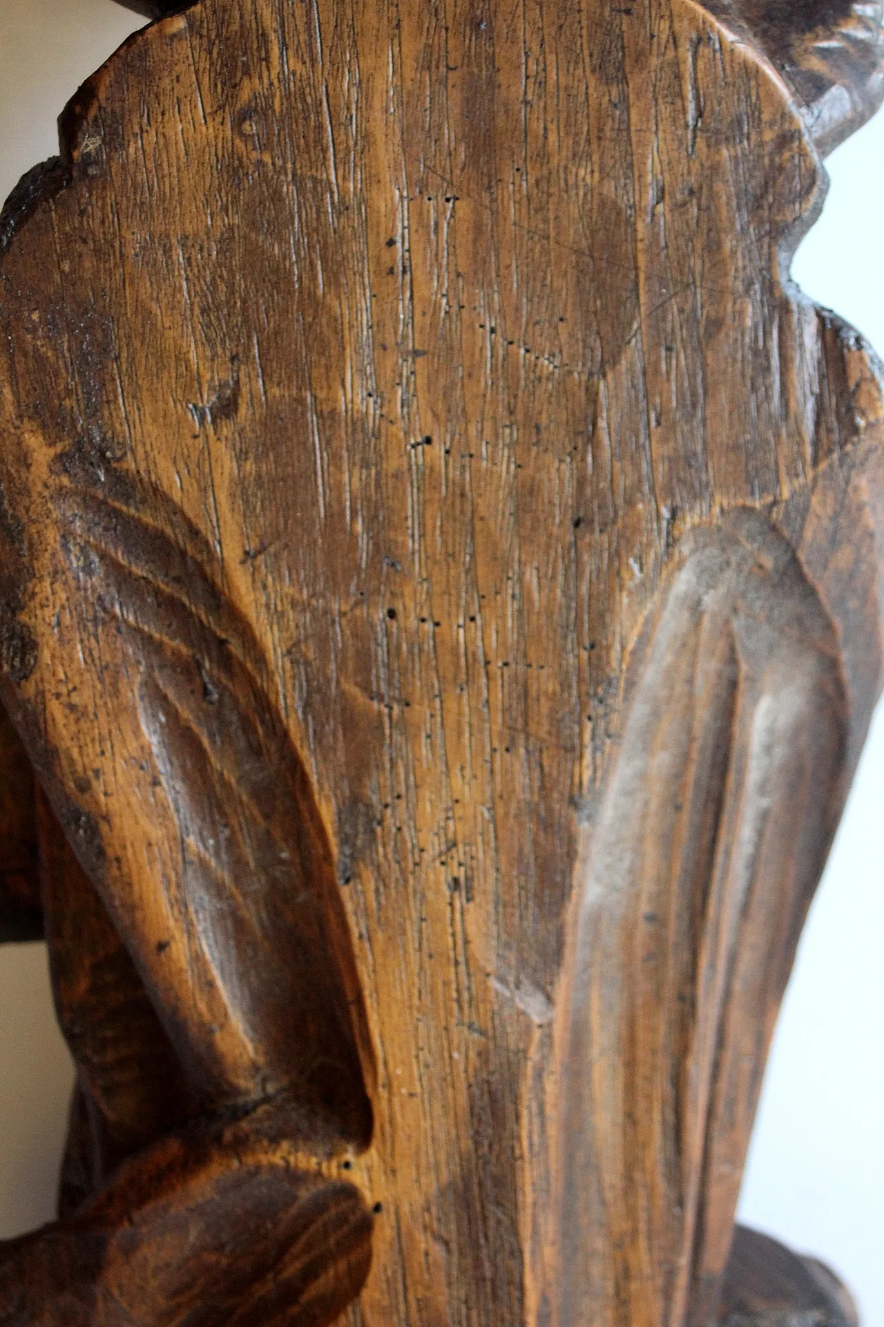 Hand carved Mother of God with child, wooden sculpture, 1950s 8