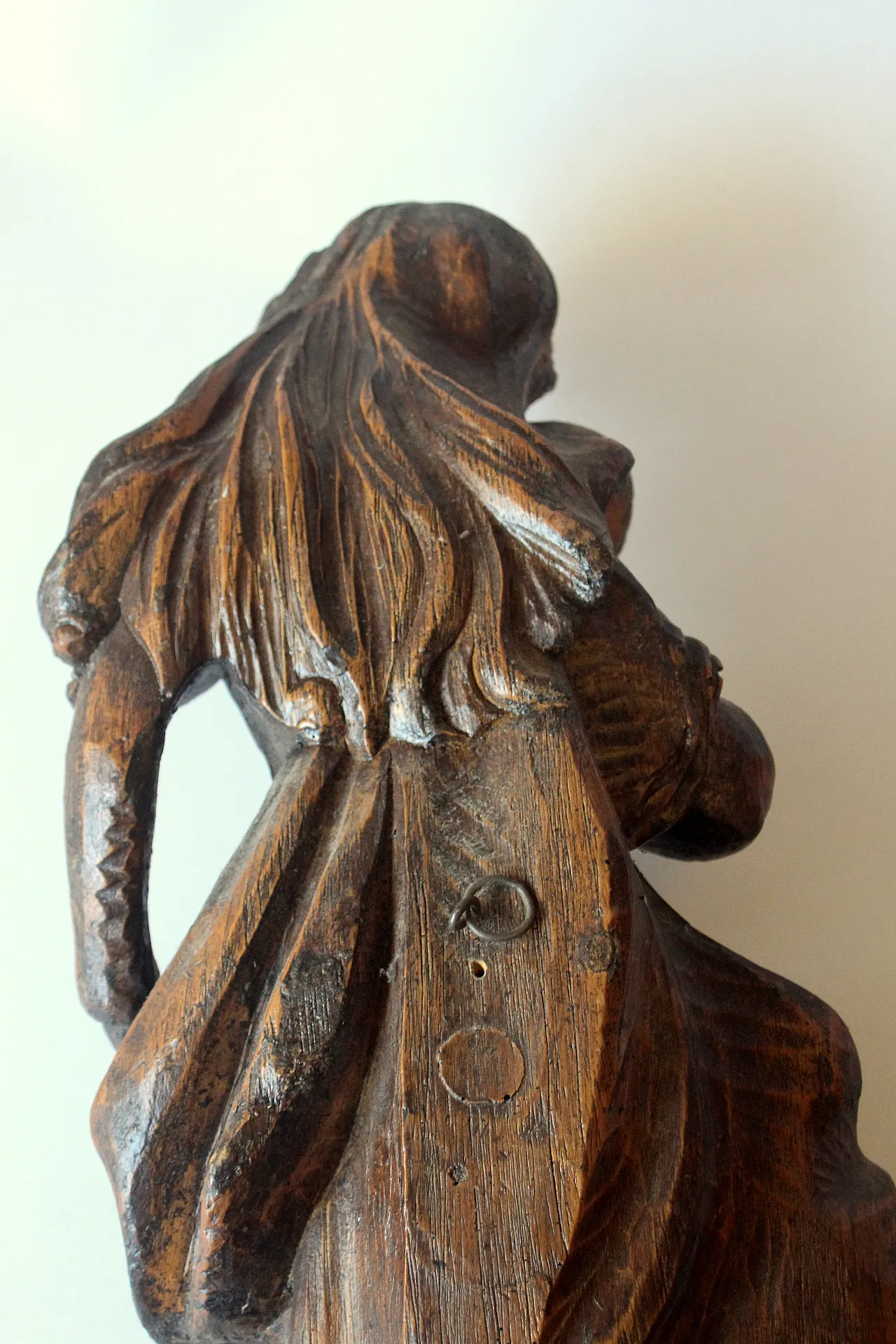 Hand carved Mother of God with child, wooden sculpture, 1950s 9