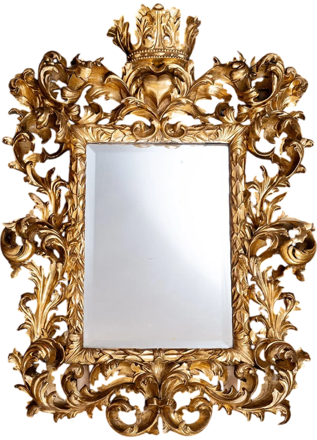 Florentine Pitti frame mirror carved wood gilded foil, 18th century 5