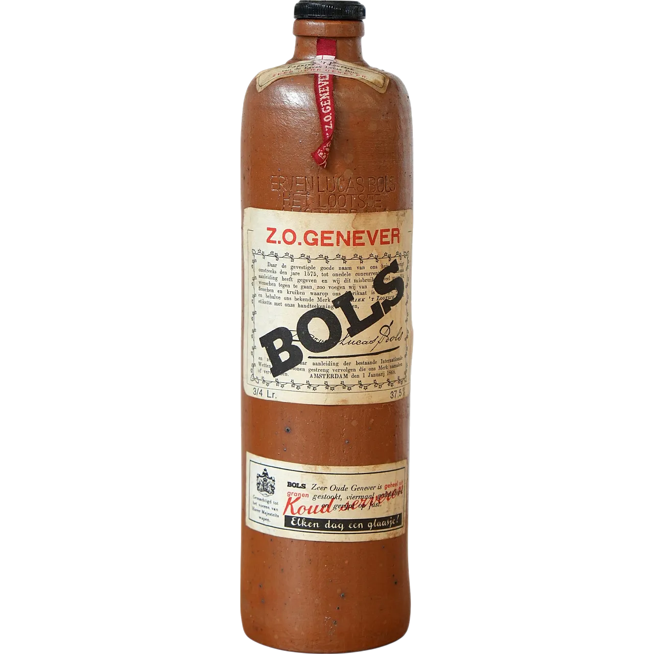 1L Bols Stoneware Bottle,  Vintage Dutch Genever Collectible, 1970s 7