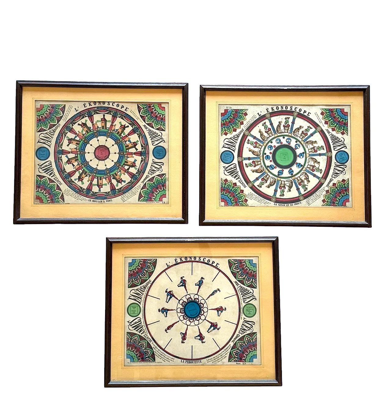 The Ekonoscope, 3 Framed Phenakistoscope, France Epinal, 19th c. 7