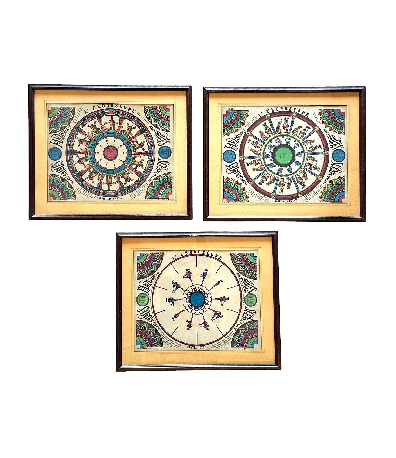 The Ekonoscope, 3 Framed Phenakistoscope, France Epinal, 19th c. 8