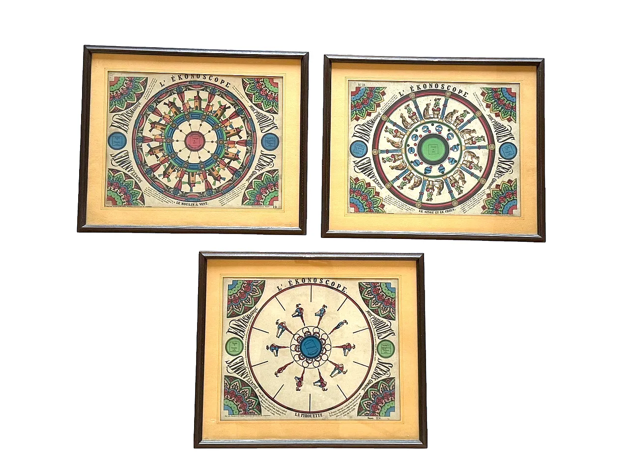 The Ekonoscope, 3 Framed Phenakistoscope, France Epinal, 19th c. 9
