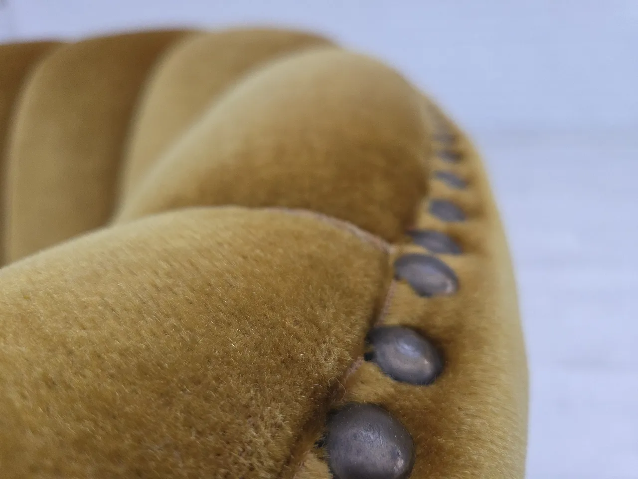 Danish 2-seater "Banan" sofa, green velour, 1960s 5