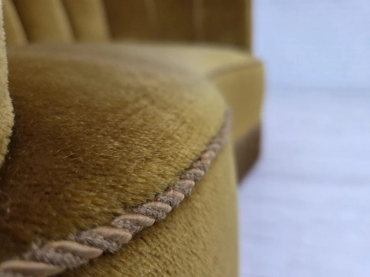 Danish 2-seater "Banan" sofa, green velour, 1960s 12