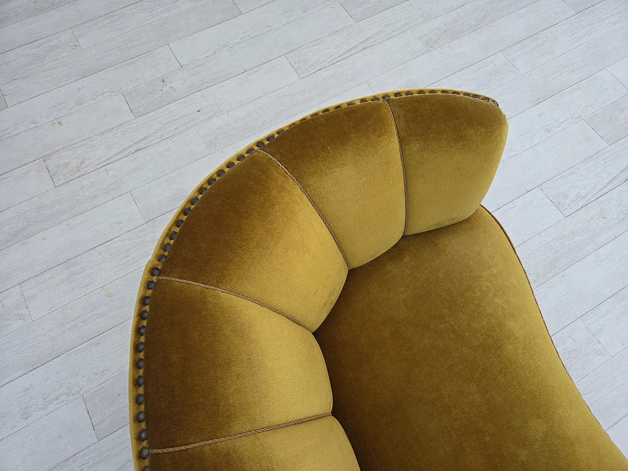 Danish 2-seater "Banan" sofa, green velour, 1960s 13