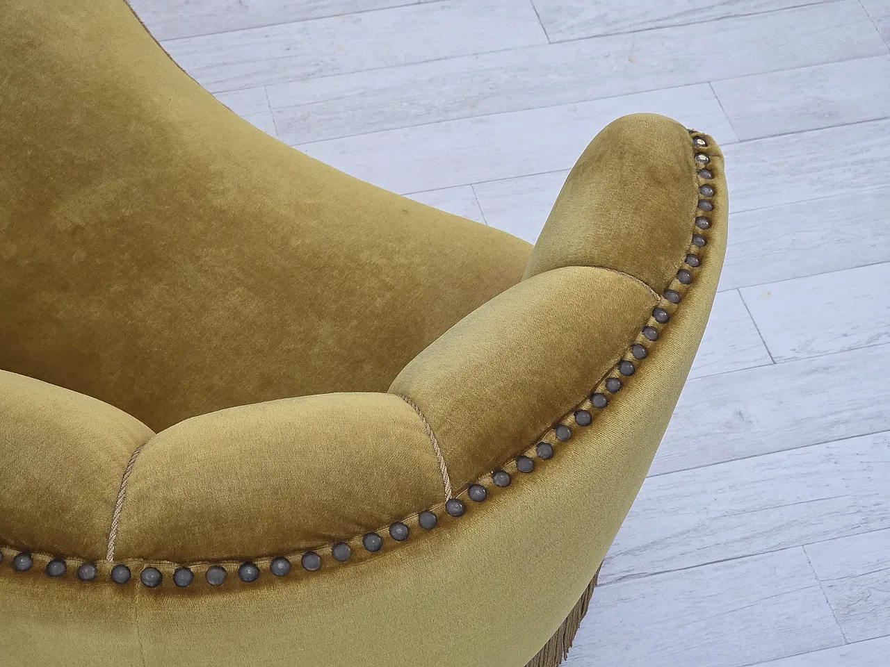 Danish 2-seater "Banan" sofa, green velour, 1960s 15