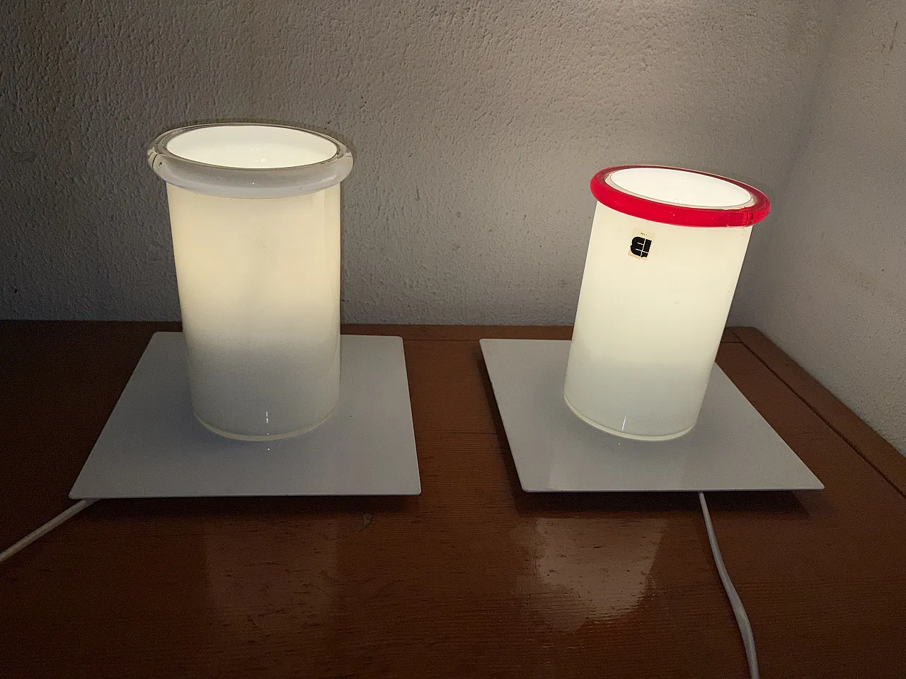 Coppia lampade Space Age in vetro, anni '70 1