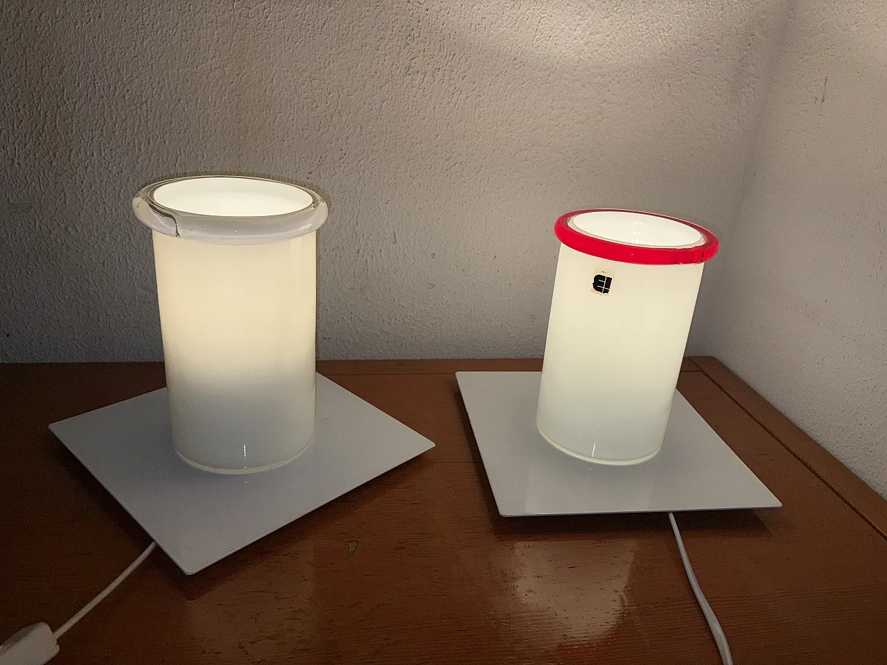 Coppia lampade Space Age in vetro, anni '70 4