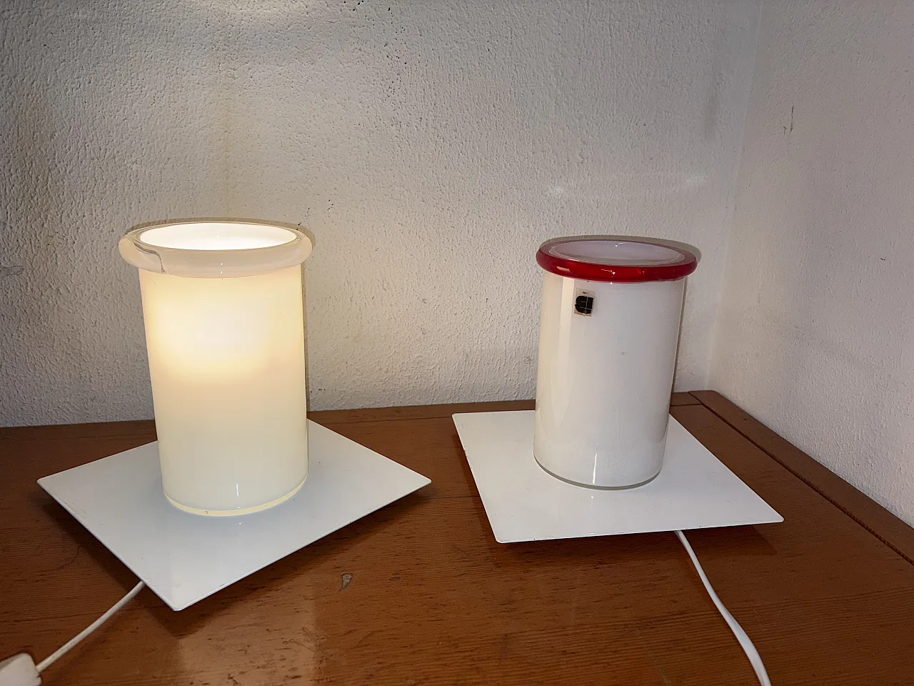 Coppia lampade Space Age in vetro, anni '70 5