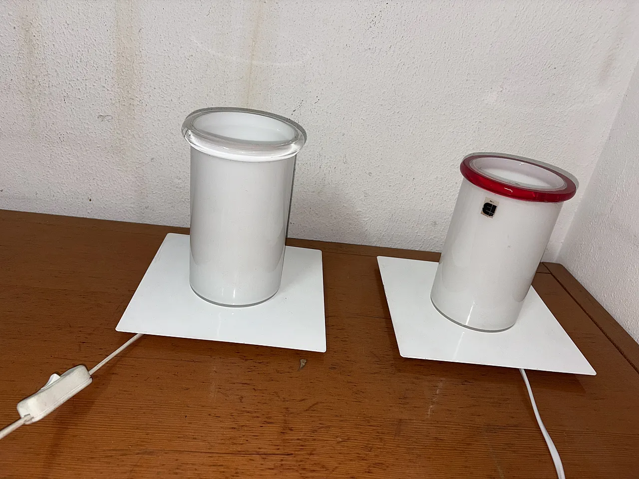 Coppia lampade Space Age in vetro, anni '70 7