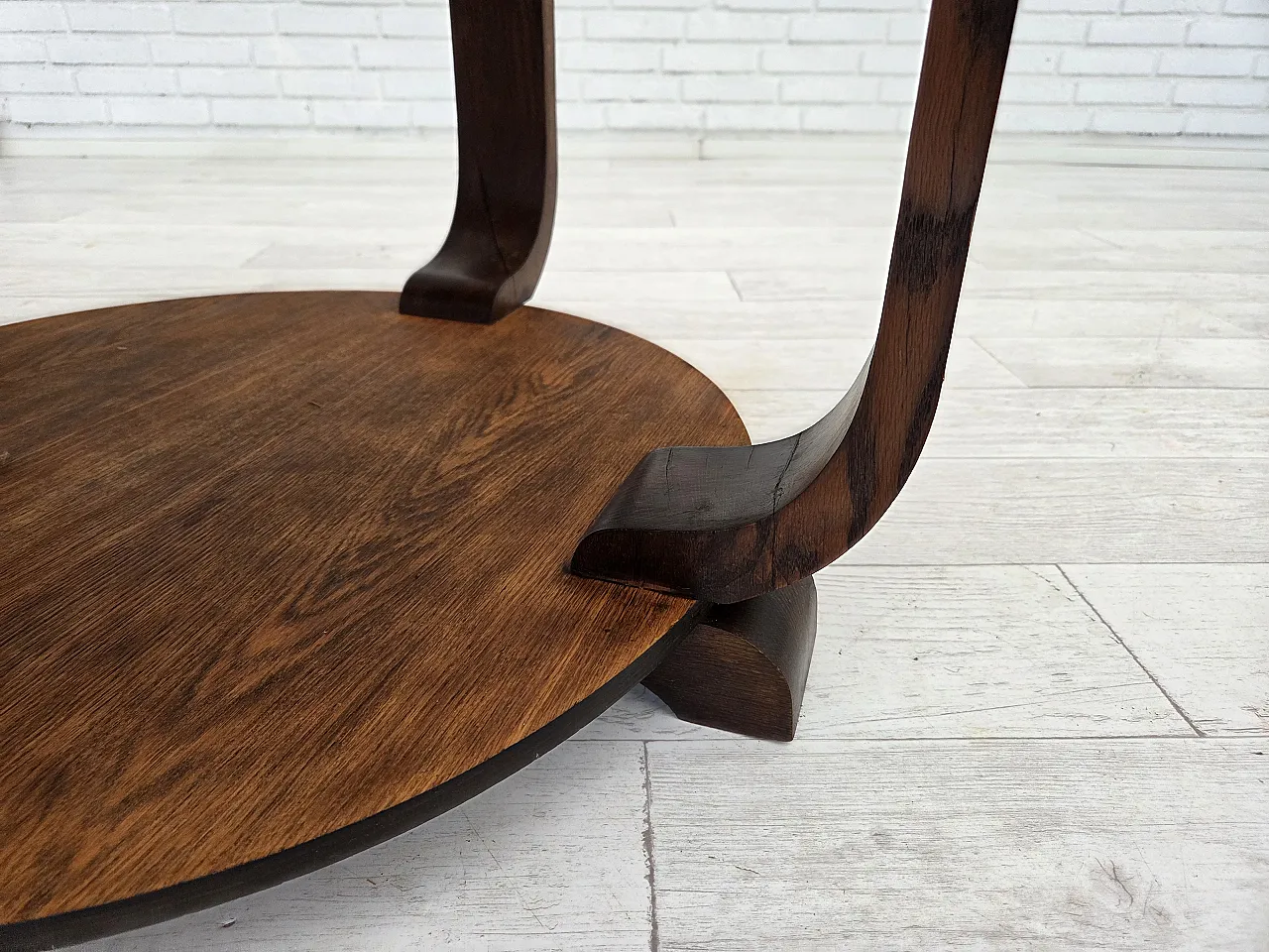 Danish Art Deco coffee table with shelf, oak wood, 1950s 5