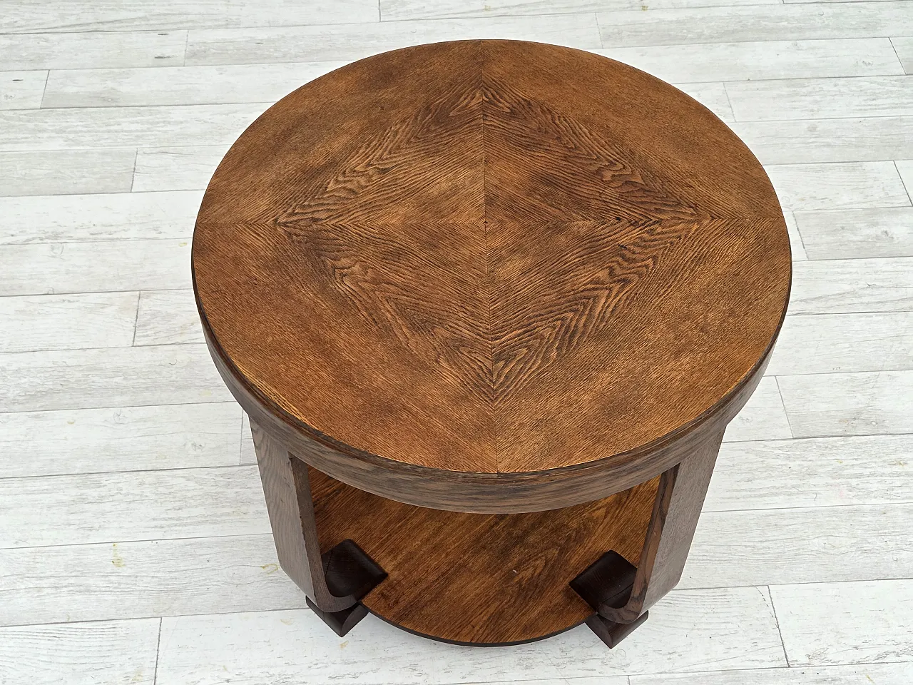 Danish Art Deco coffee table with shelf, oak wood, 1950s 10