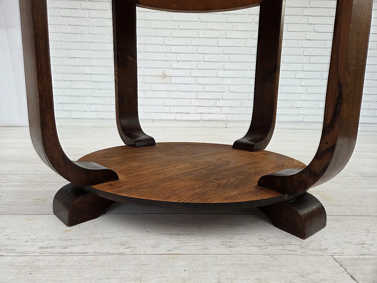Danish Art Deco coffee table with shelf, oak wood, 1950s 12