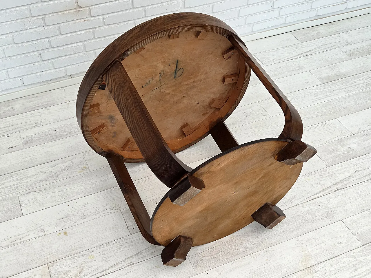 Danish Art Deco coffee table with shelf, oak wood, 1950s 14