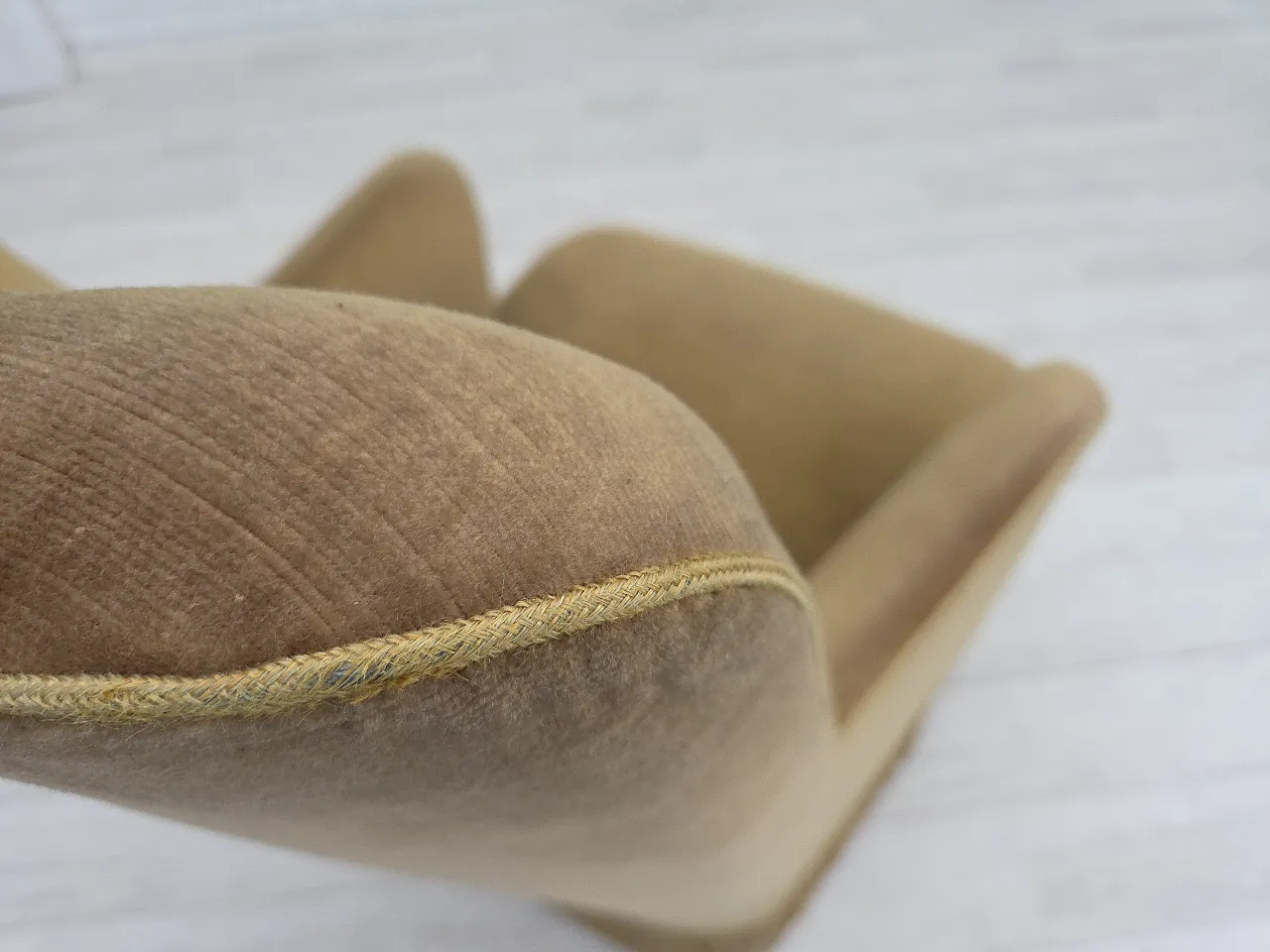 Danish armchair, light green velour, 1970s 5