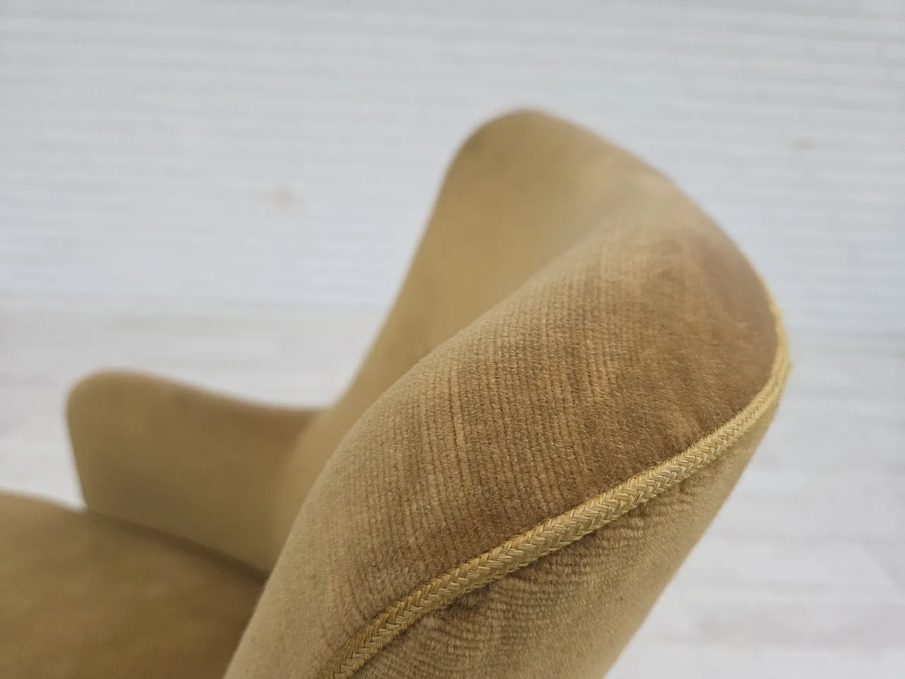 Danish armchair, light green velour, 1970s 12