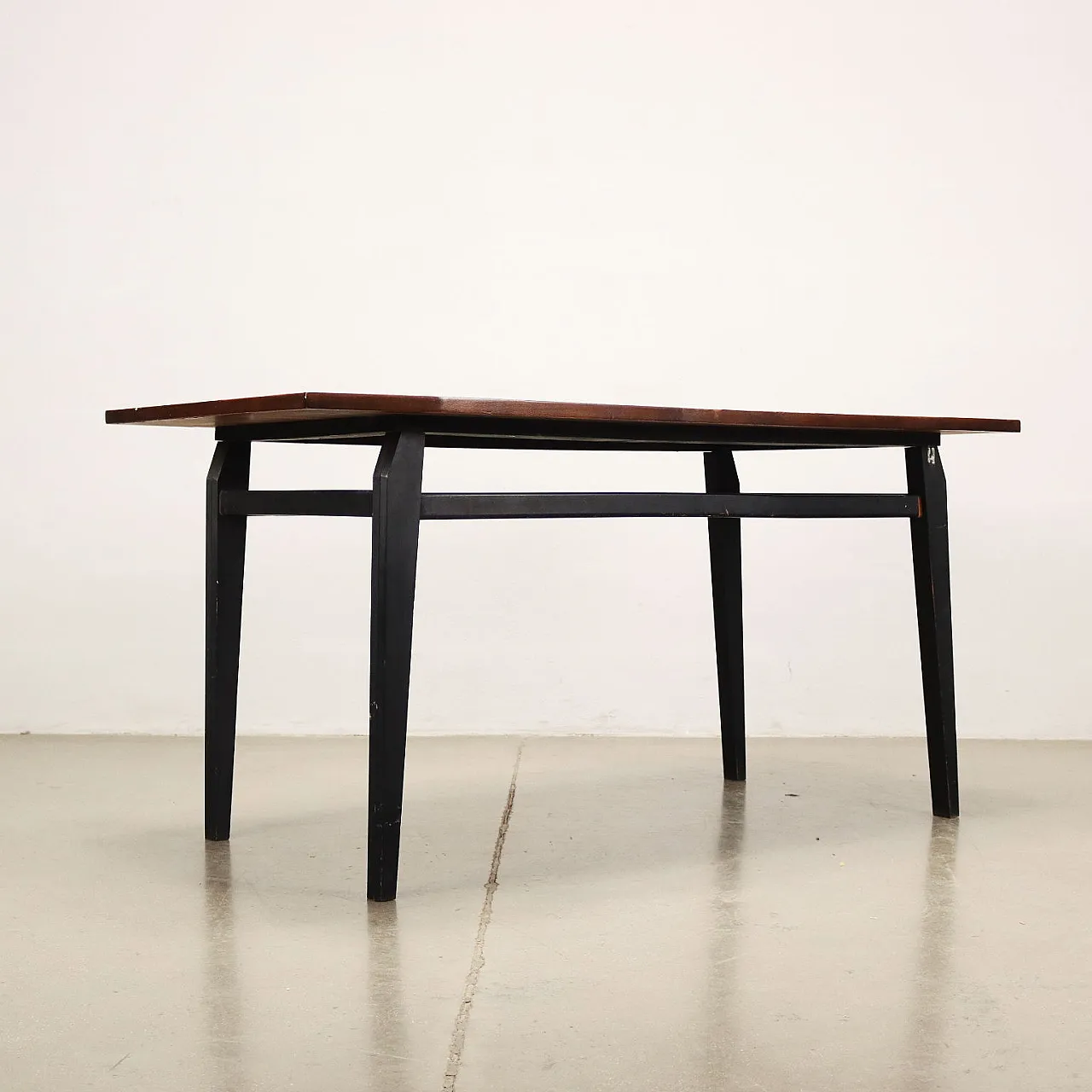 Ebony stained wood and teak veneered wood table, 1960s 7