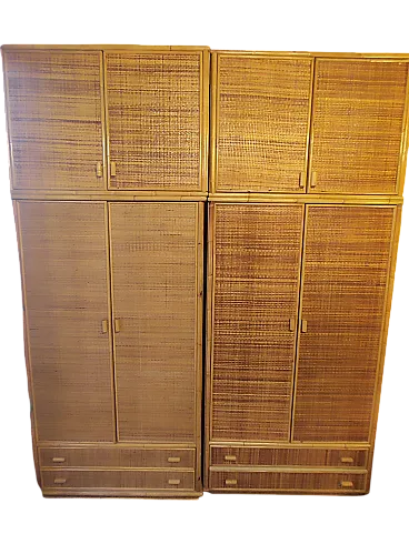 4 wardrobes in wicker, 70s
