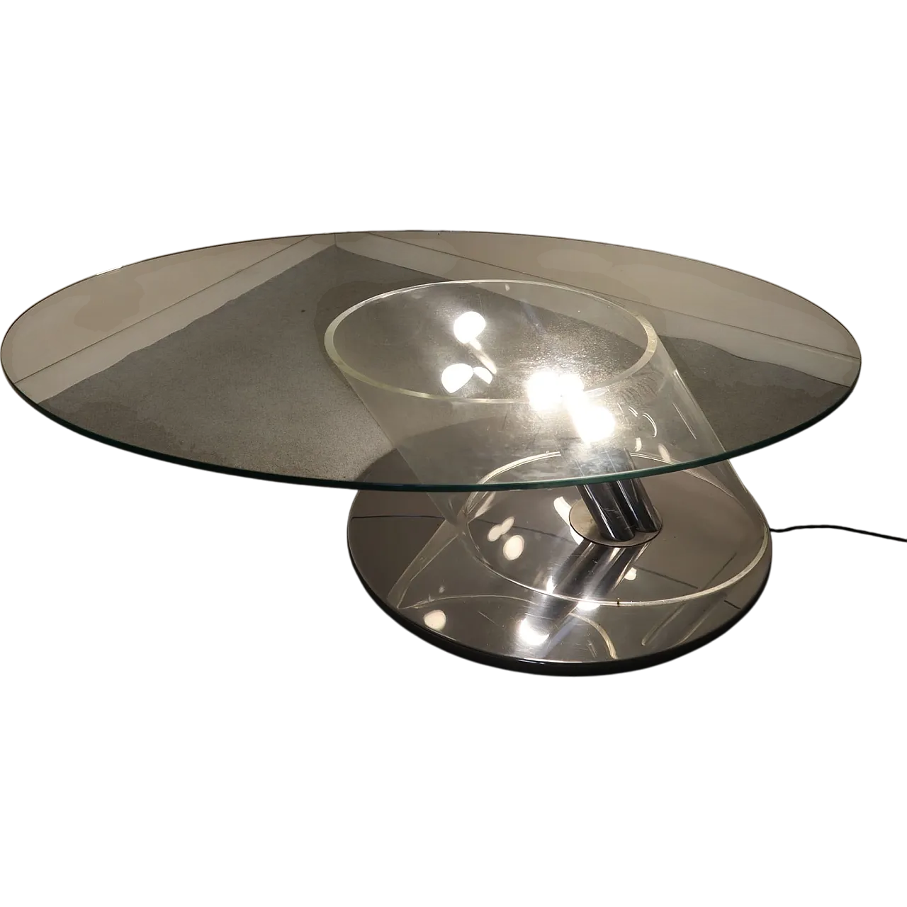 Tavolo da caffè in vetro con lampada by Rimadesio, Italia, anni 70 9