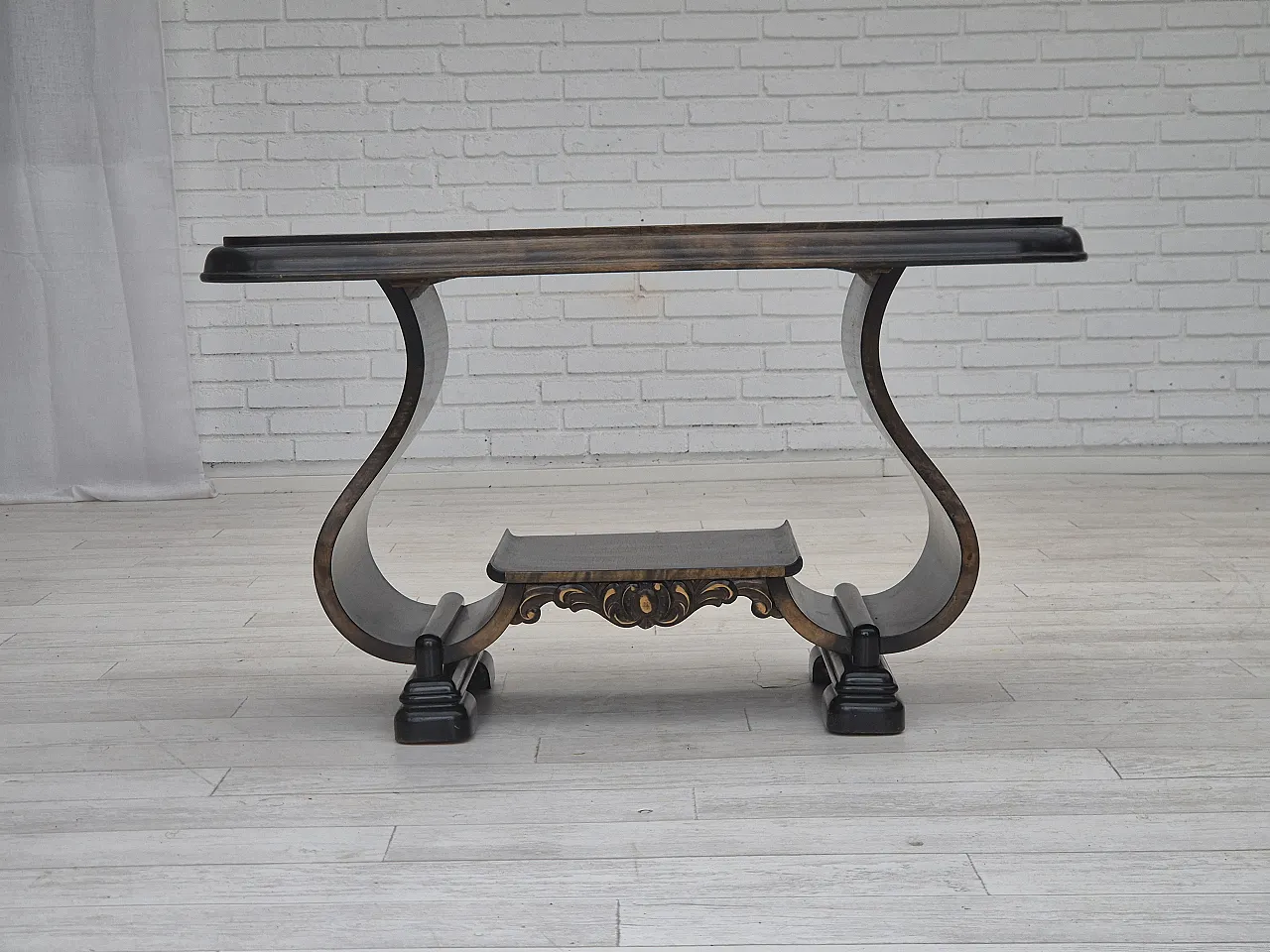 Danish Art Deco coffee table with shelf, ash wood. 1950s 1