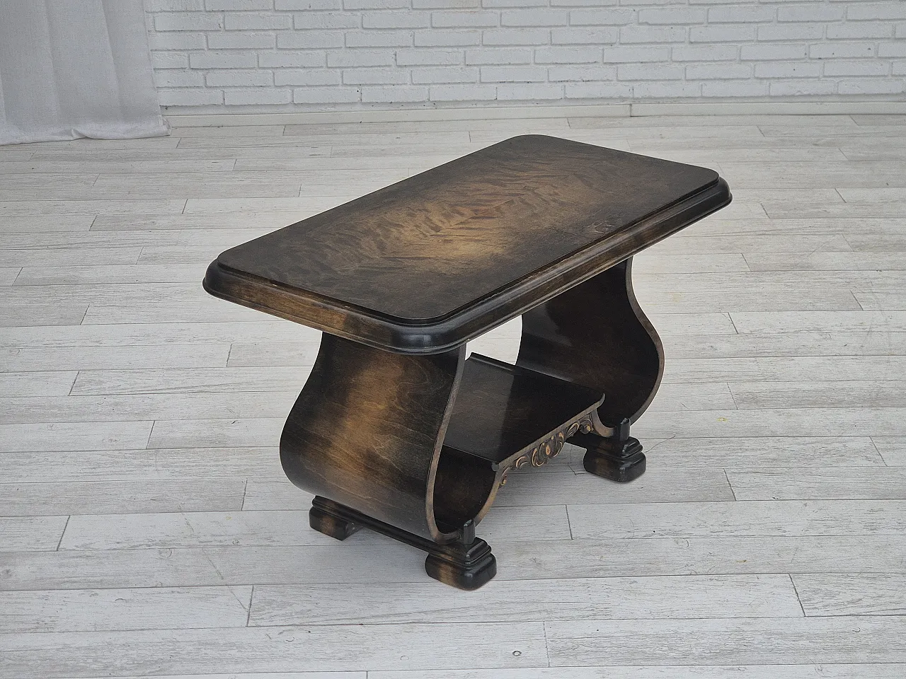 Danish Art Deco coffee table with shelf, ash wood. 1950s 4