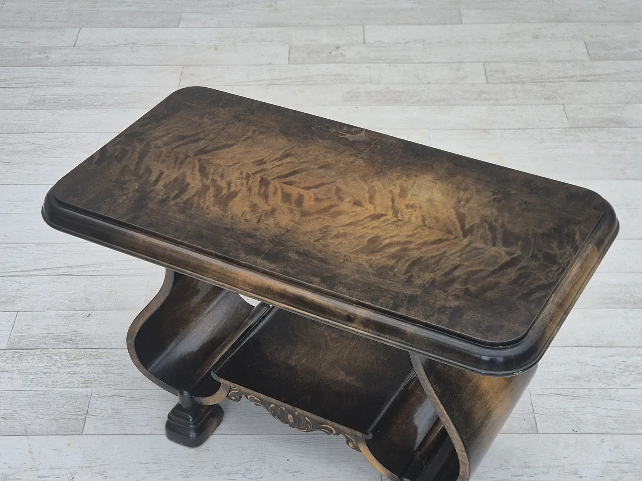 Danish Art Deco coffee table with shelf, ash wood. 1950s 8