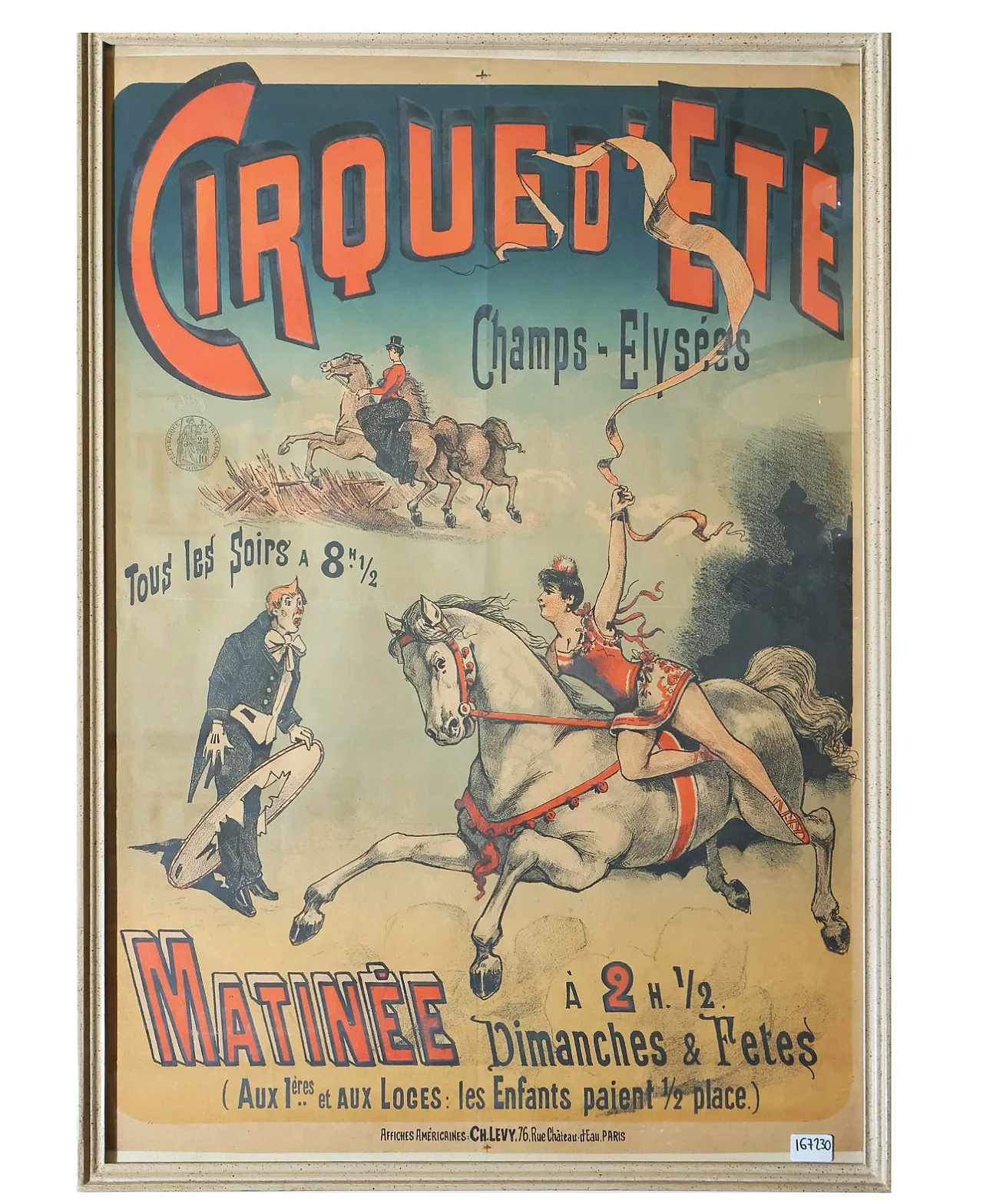 Charles Levy, Cirque d'Ete, Framed Original affiche, c. 1900 1