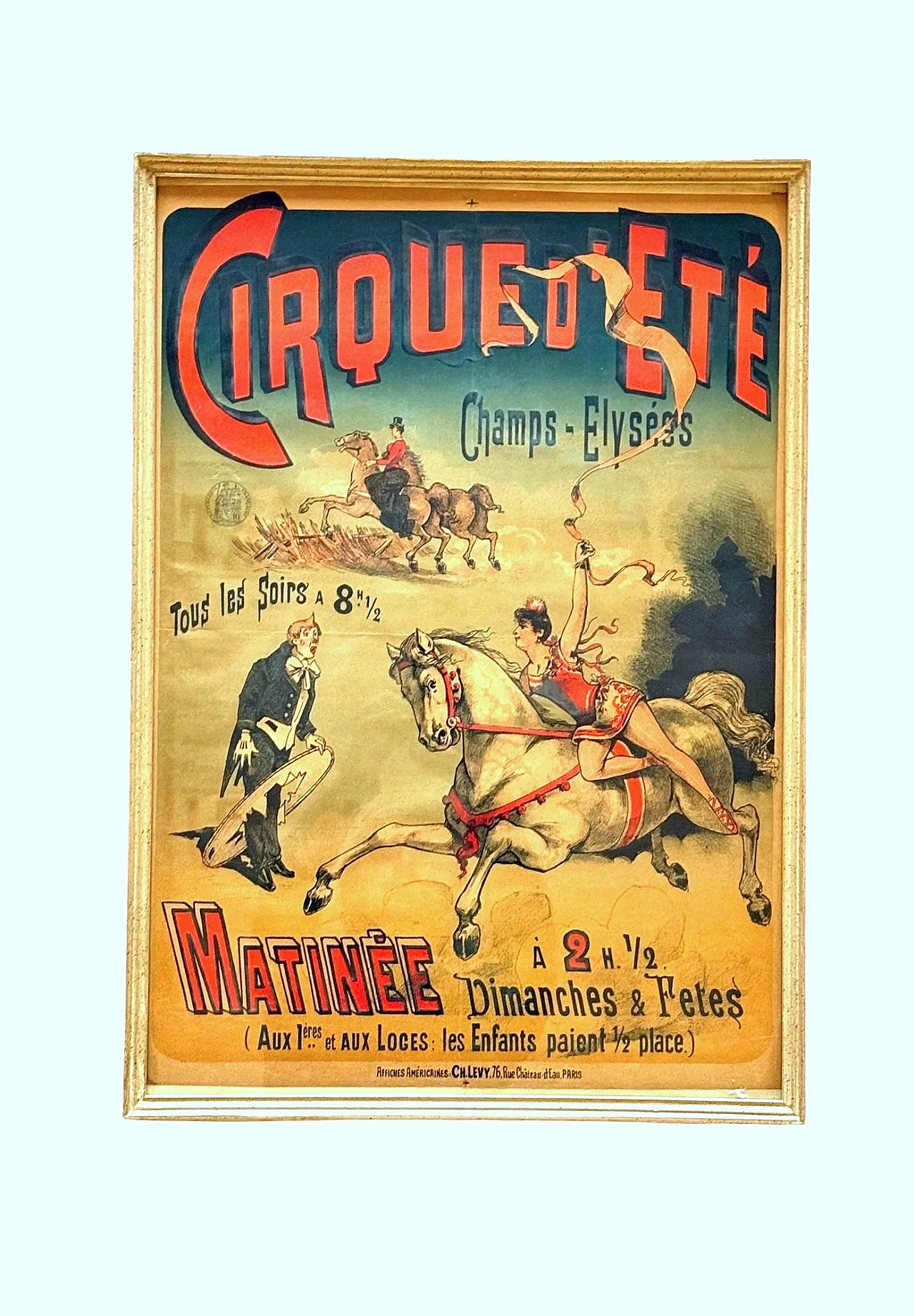 Charles Levy, Cirque d'Ete, Framed Original affiche, c. 1900 4