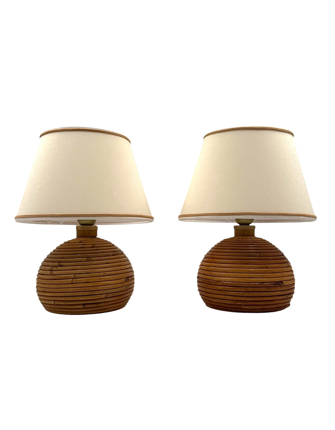 Coppia di lampade da tavolo in vimini di Vivai del Sud, 1960 6