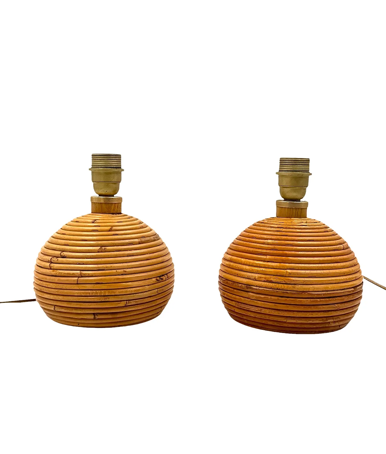 Coppia di lampade da tavolo in vimini di Vivai del Sud, 1960 7