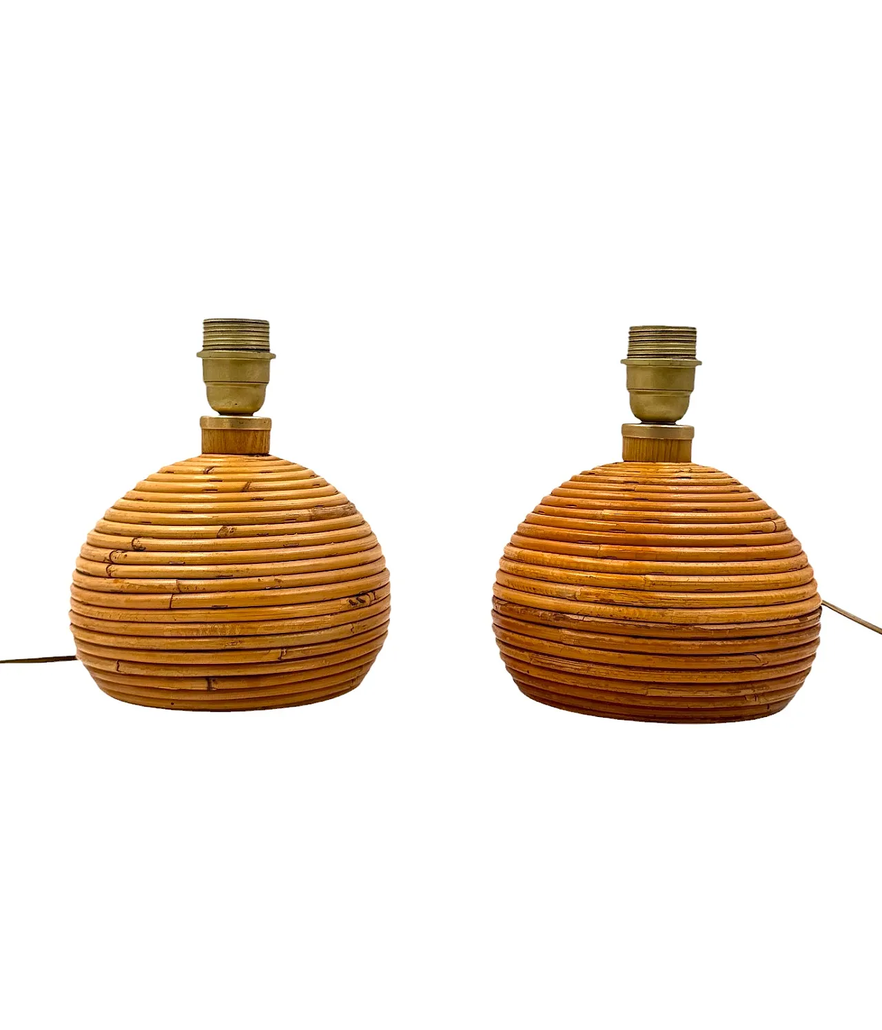 Coppia di lampade da tavolo in vimini di Vivai del Sud, 1960 8
