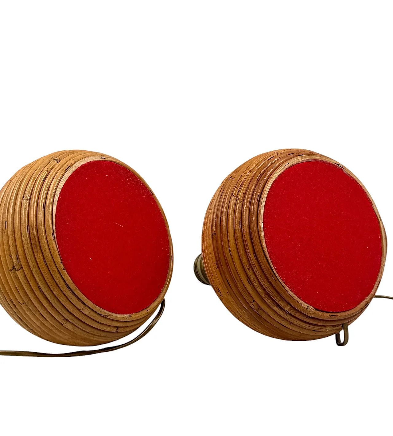 Coppia di lampade da tavolo in vimini di Vivai del Sud, 1960 10