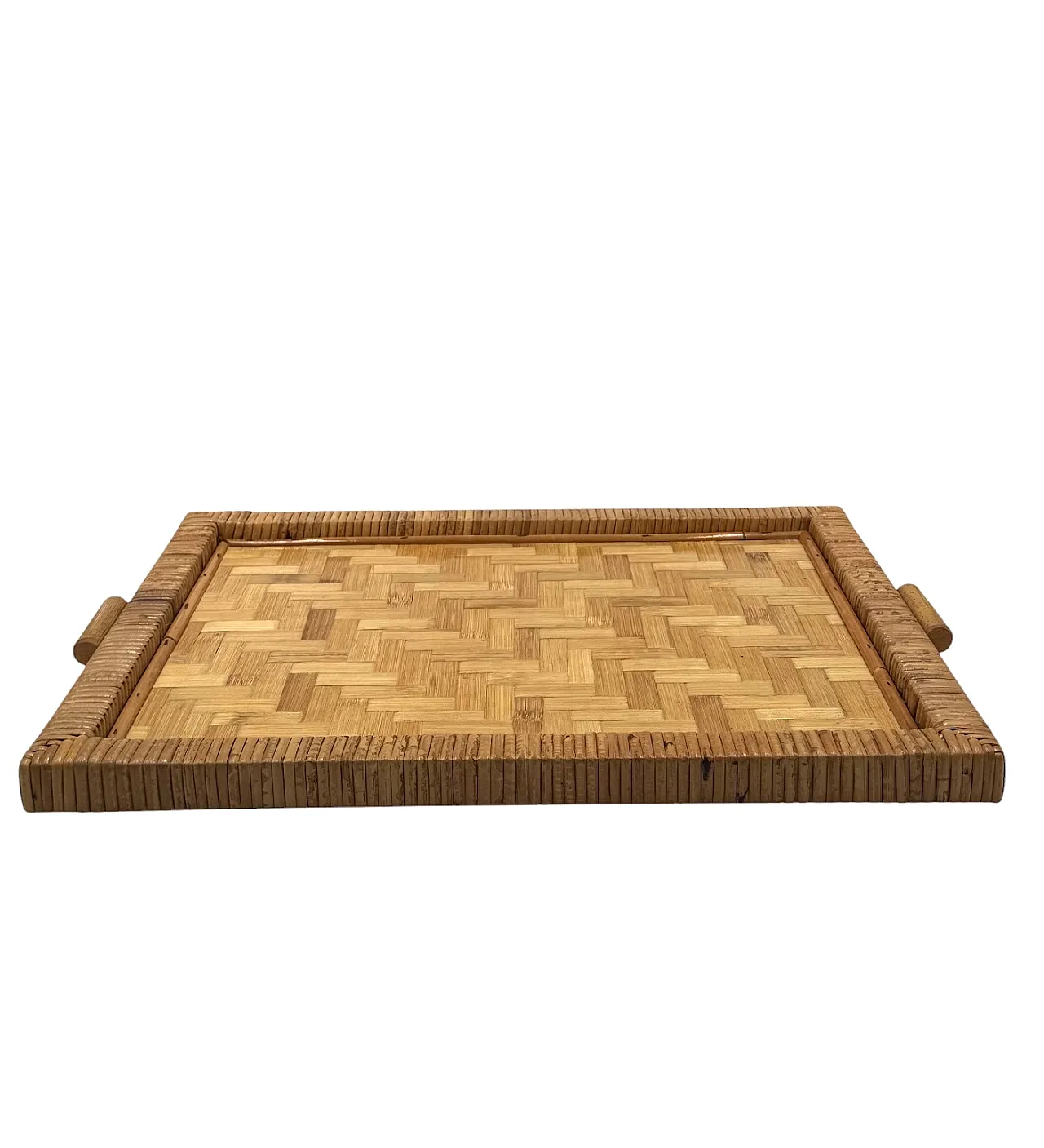 Hollywood Regency Bamboo and Wicker Tray, Italy 1970s 9