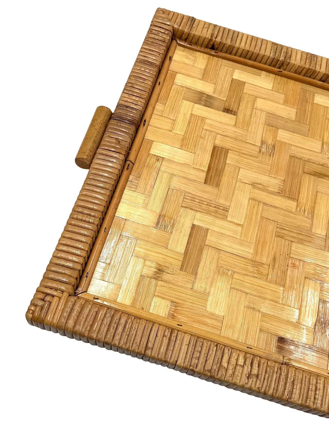 Hollywood Regency Bamboo and Wicker Tray, Italy 1970s 10