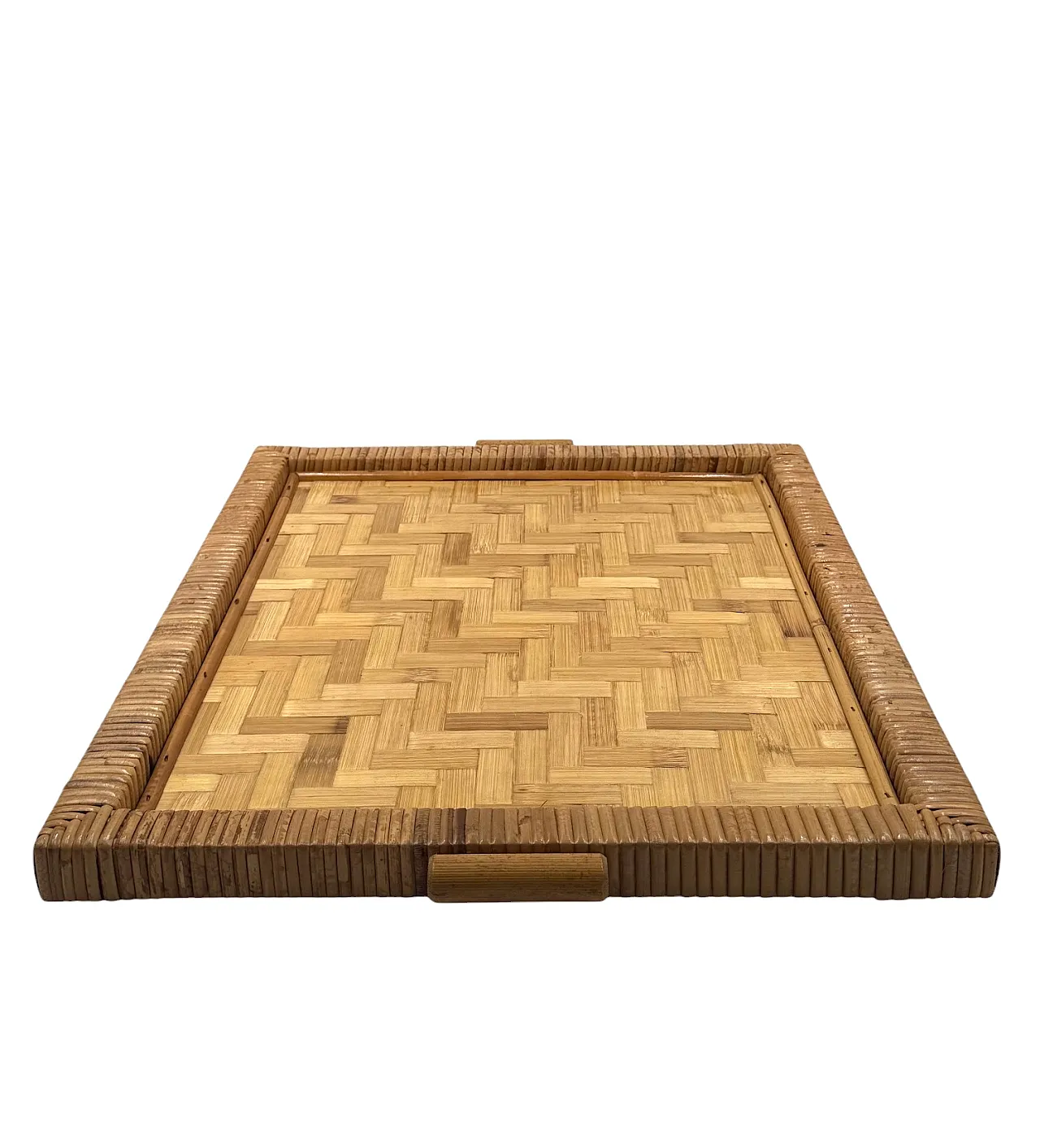 Hollywood Regency Bamboo and Wicker Tray, Italy 1970s 11