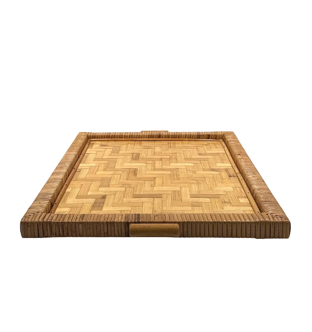 Hollywood Regency Bamboo and Wicker Tray, Italy 1970s 12