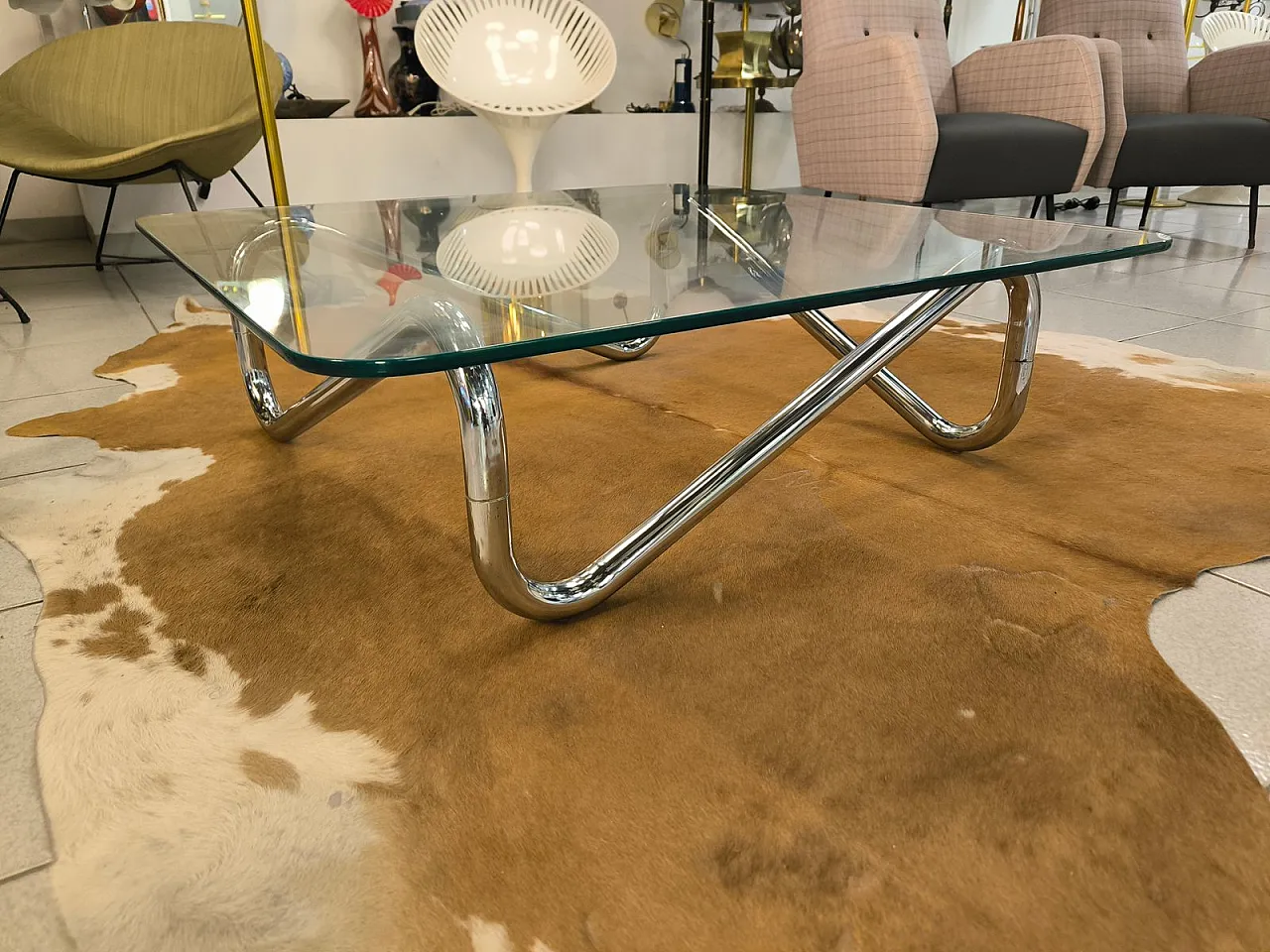 Space Age square chromed tubular coffee table, 1970s 6