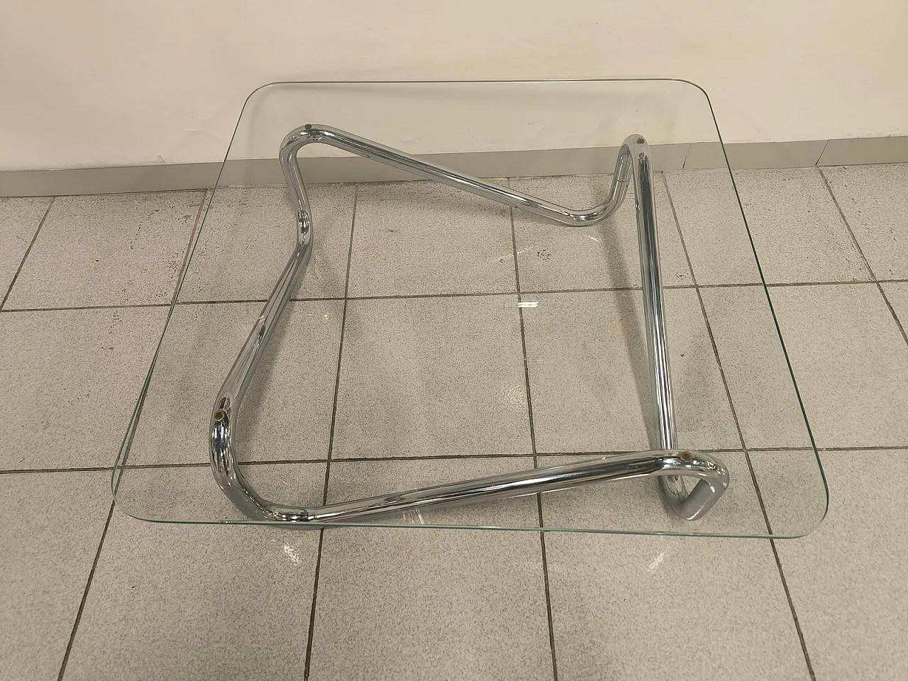 Space Age square chromed tubular coffee table, 1970s 9