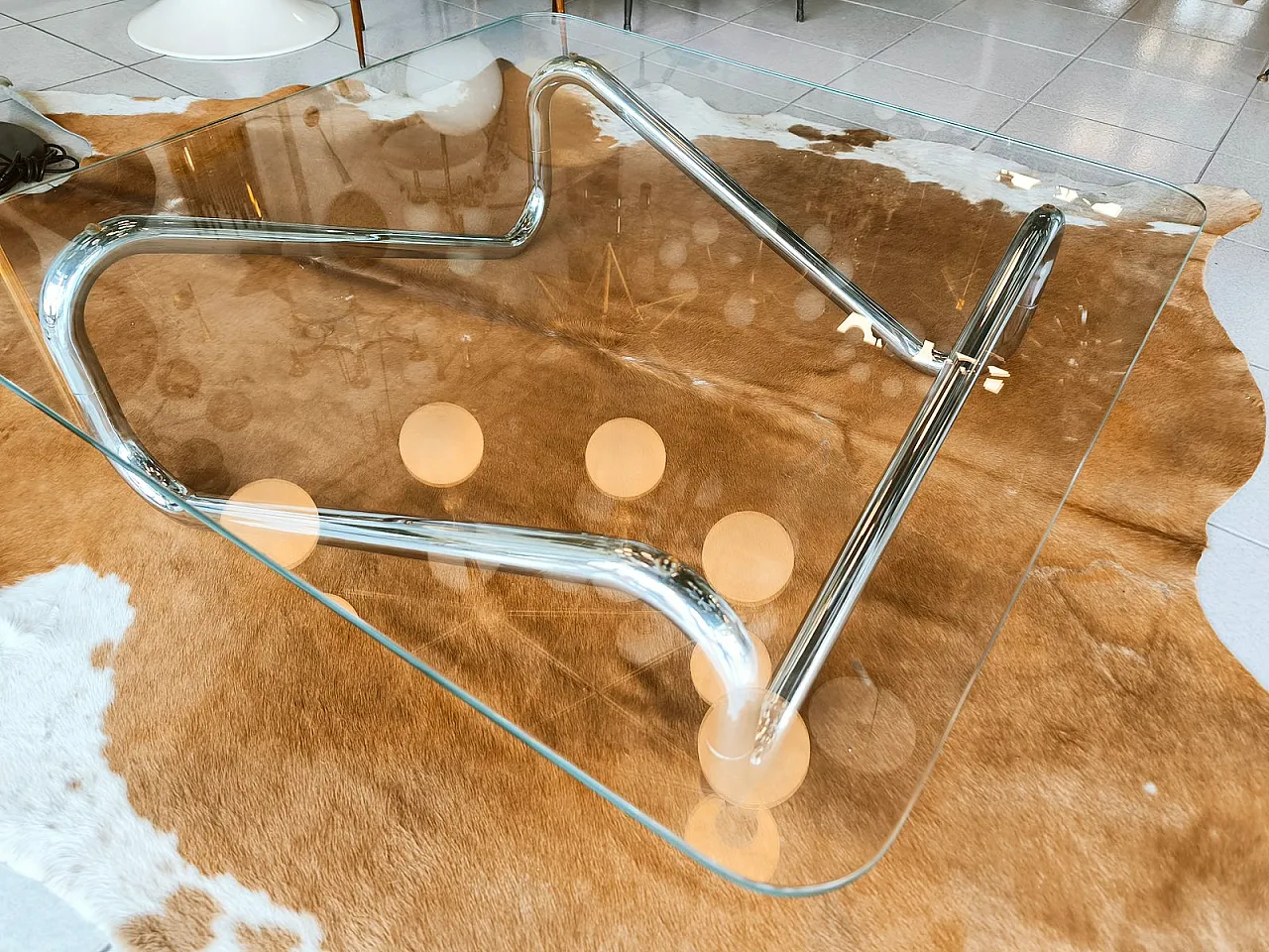 Space Age square chromed tubular coffee table, 1970s 10