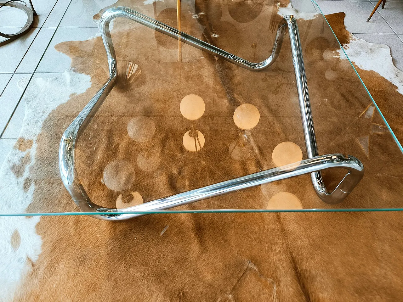 Space Age square chromed tubular coffee table, 1970s 12