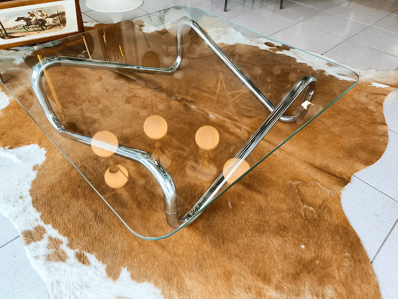 Space Age square chromed tubular coffee table, 1970s 14