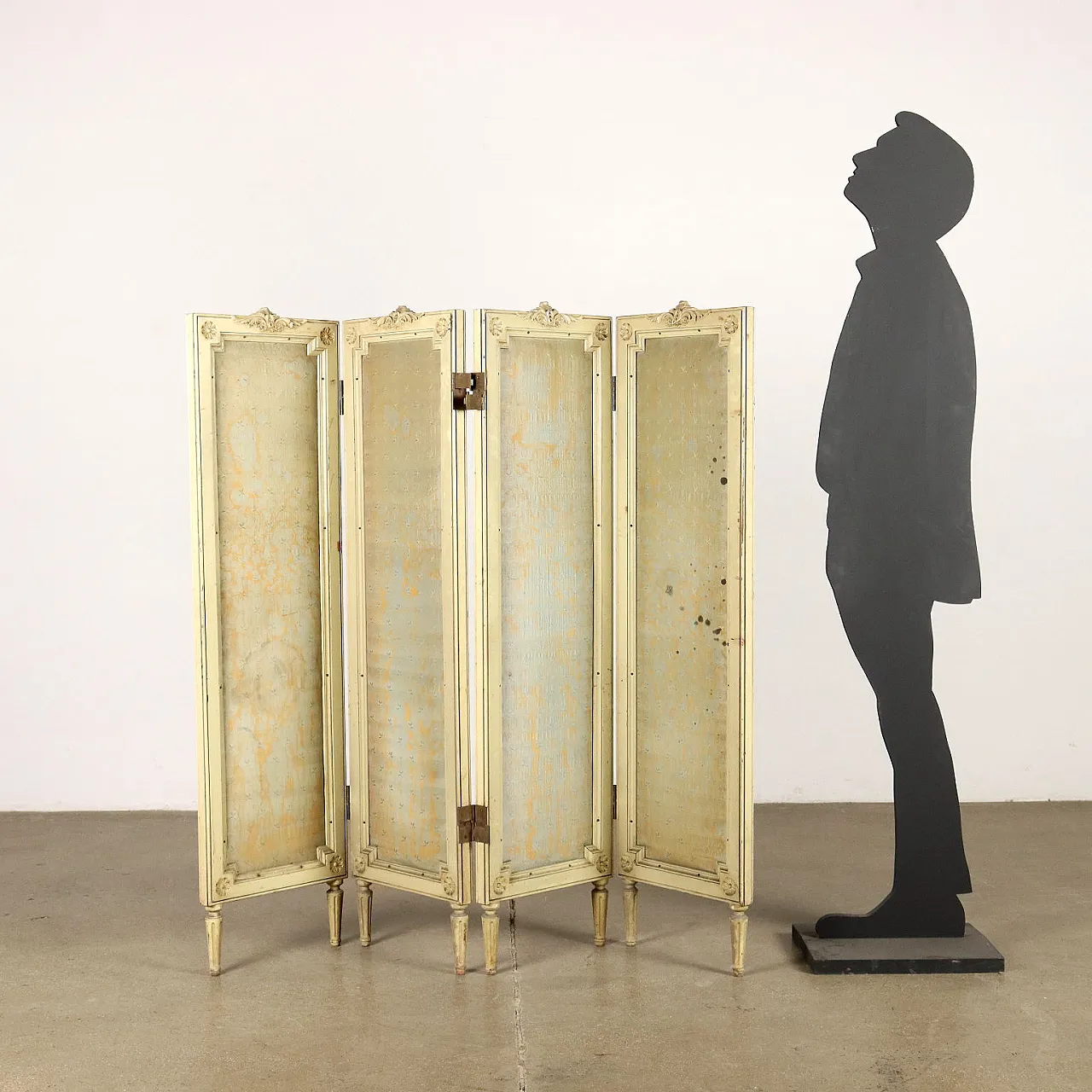 Neoclassical style lacquered wood and fabric screen 2