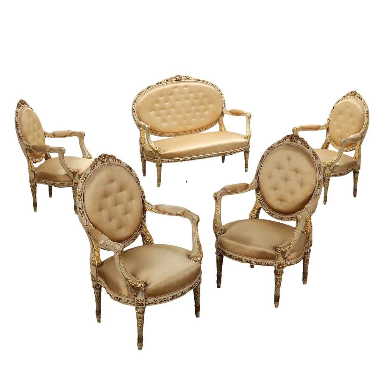 Lacquered and gilded wooden lounge, 20th century 1
