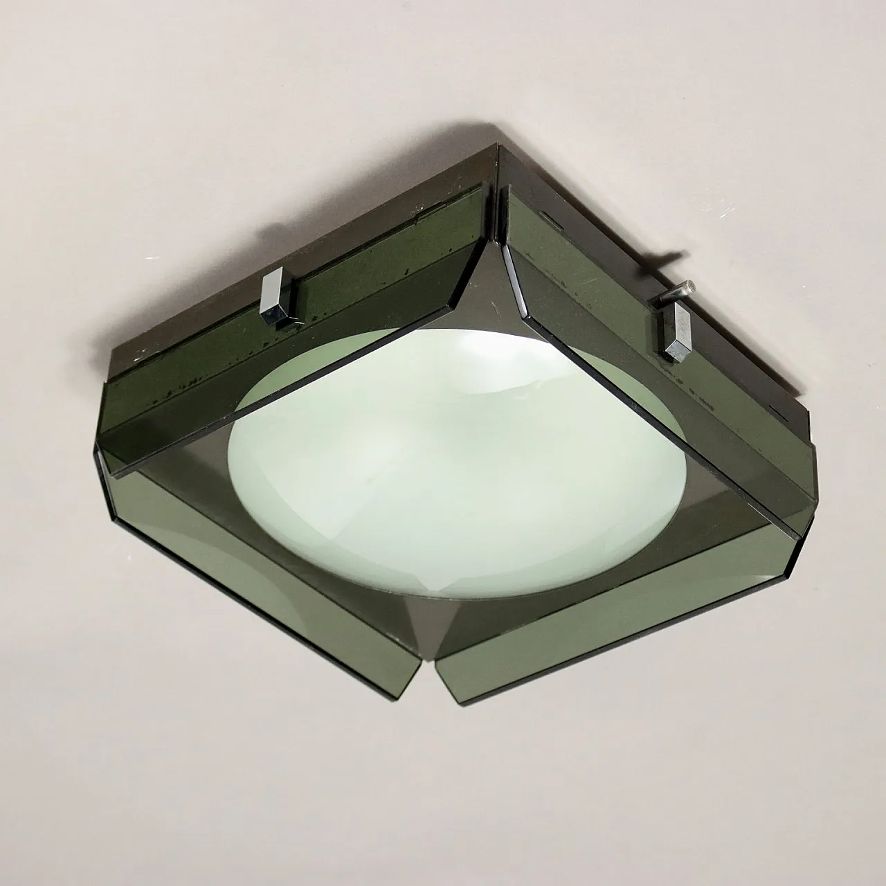 Vintage Ceiling Lamp Milky Glass Italy 1960s 5