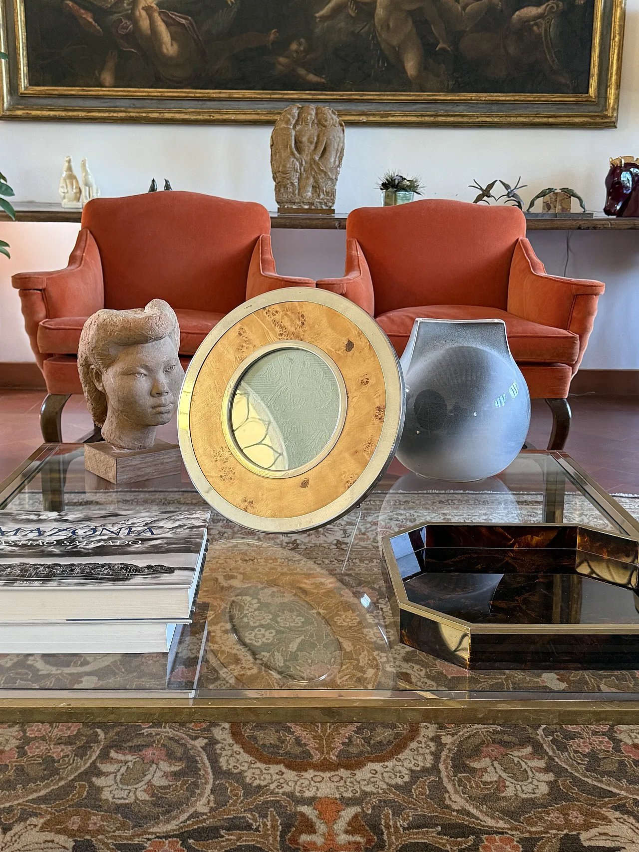 Hollywood Regency Large Burl Picture Frame, Nucci Valsecchi, 1970 3