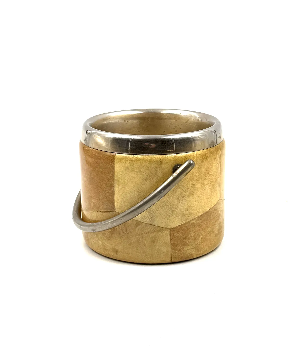 Mid-Century Cream Parchment Ice Bucket, Aldo Tura Italy 1950s 5